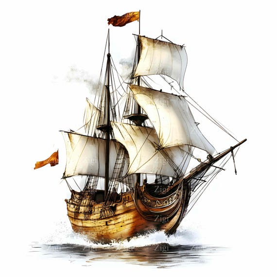 28 JPEG 帆船のイラスト – ヴィンテージボート JPG クリップアート