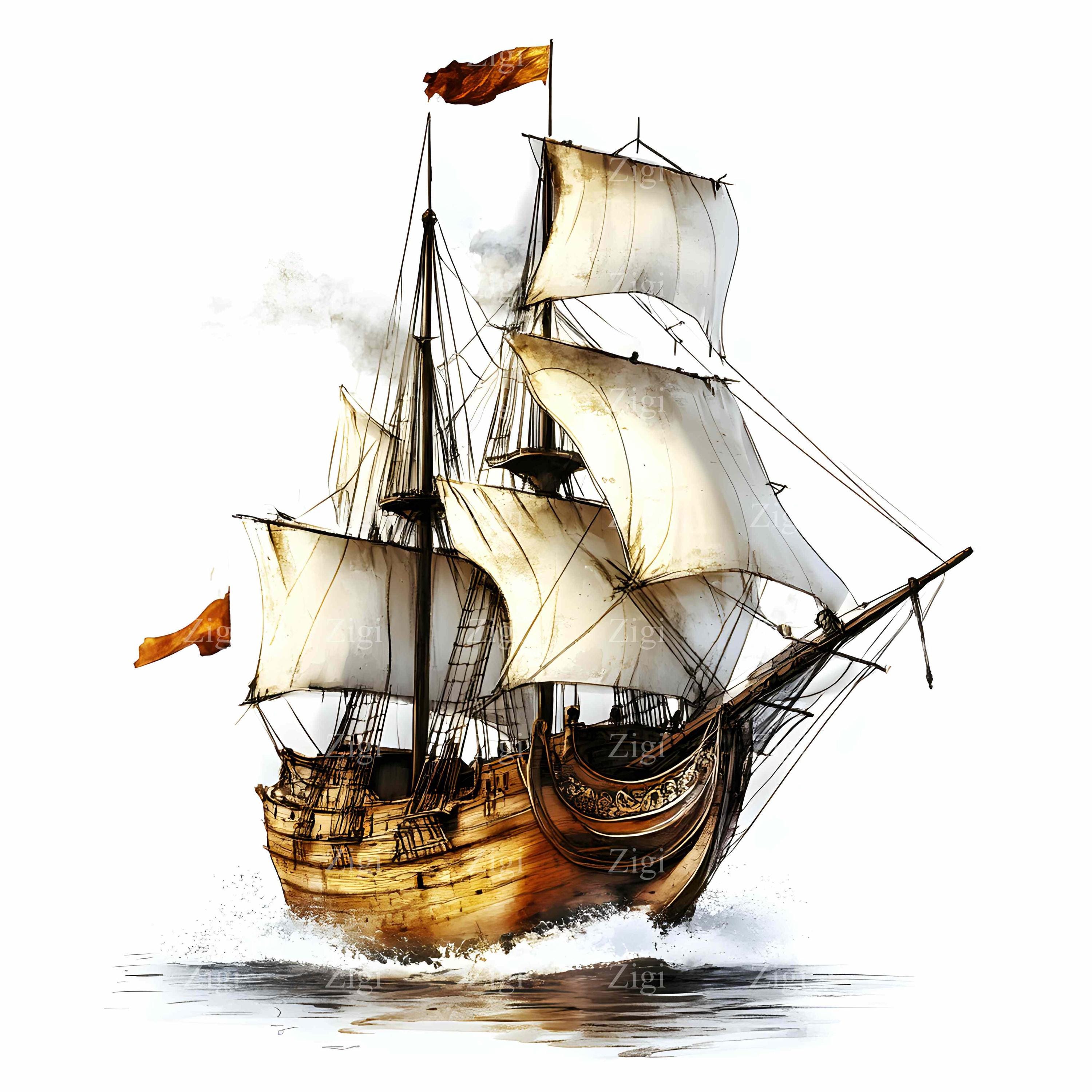 28 JPEG 帆船のイラスト – ヴィンテージボート JPG クリップアート