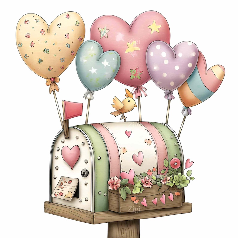 15 PNG Romantic Mailbox Clipart – Cute Love House PNG for Valentine’s ...