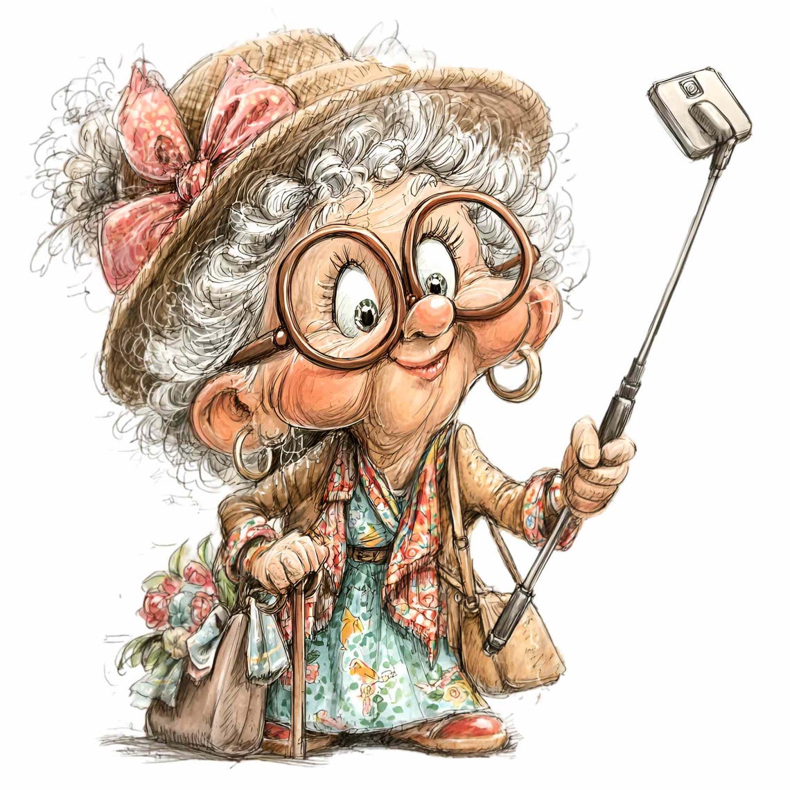 12 PNG Funny Grandma Selfie Senior Lady Social Media Tech Clipart - Etsy