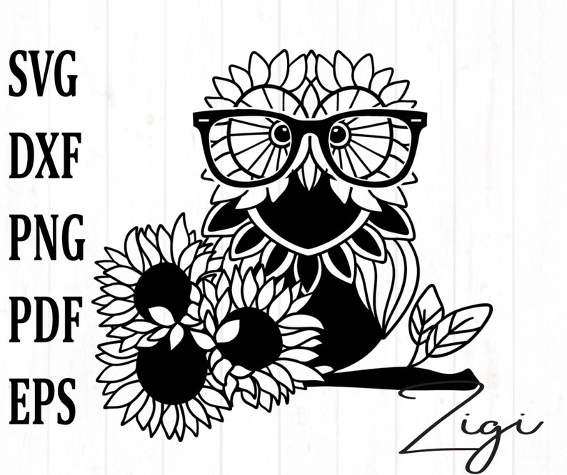 Download Floral owl svg sunflower owl birthday shirt svg nerd owl | Etsy