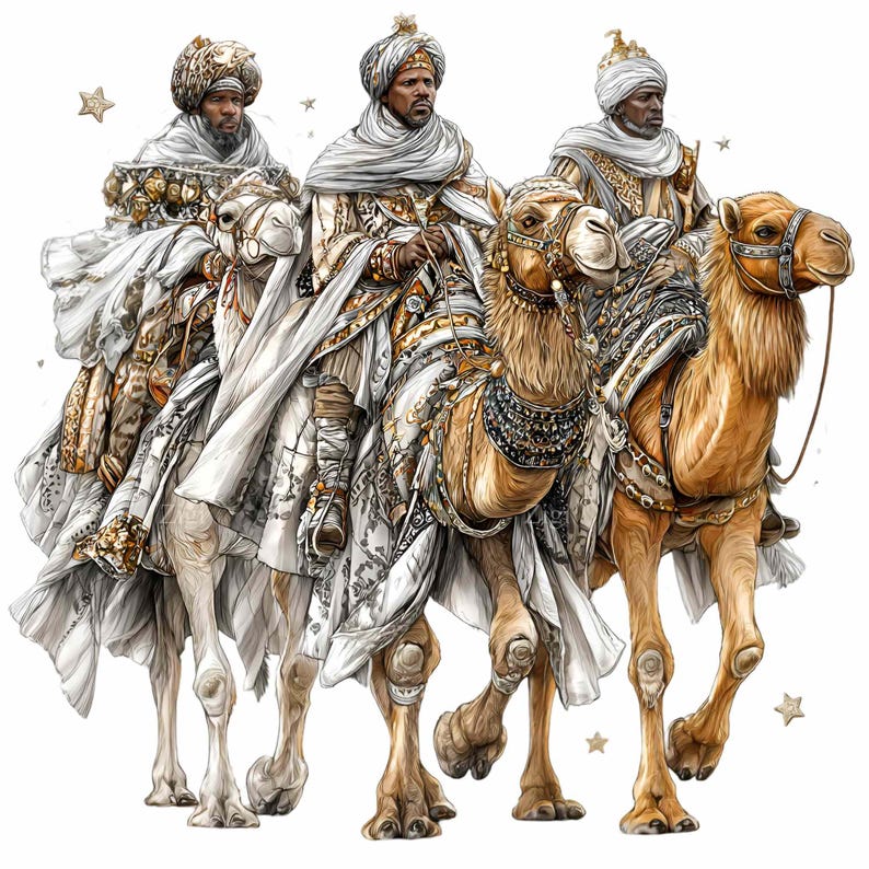 12 PNG Three Wise Men Nativity Kings Riding Camels Watercolor - Etsy