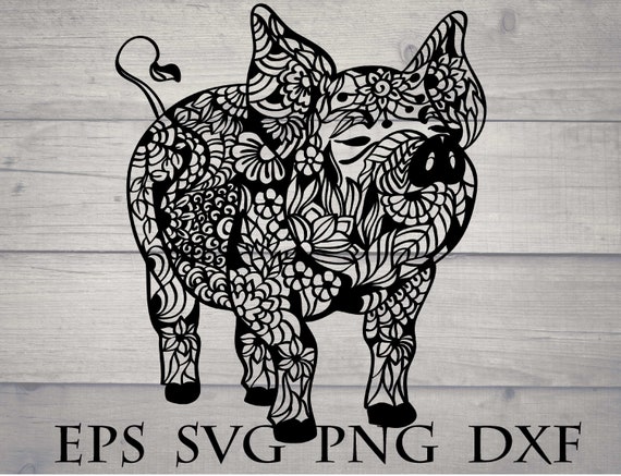Zentangle Pig Svg Mandala Animal Svg Etsy