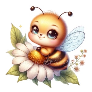 Honey Bee Clipart, 14 PNG Watercolor Bumblebee Clip Art, Junk Journal, Card Making, Gift Tag, Teacher Shirt, Digital Images Printable