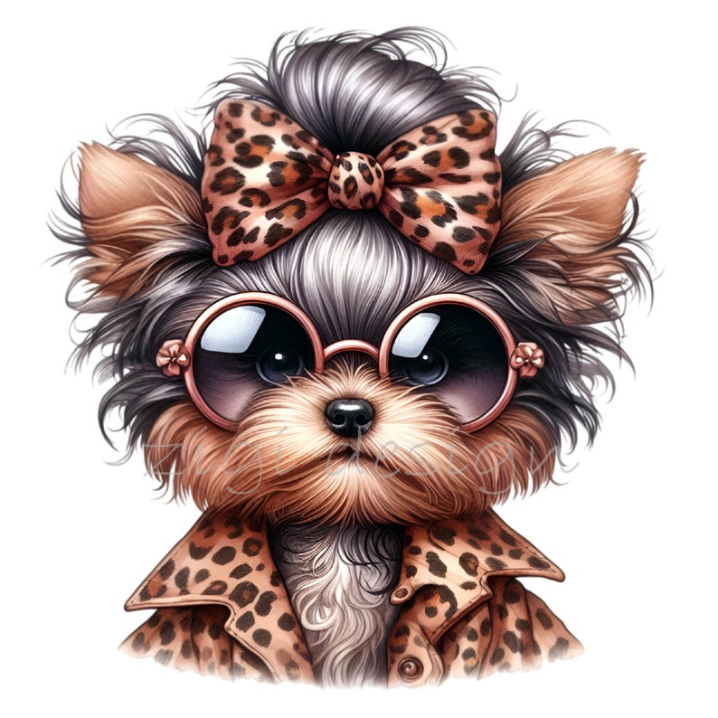 Shih Tzu Clipart, Leopard Bow Clip Art, 12 PNG Animal Print Cheetah Fur ...