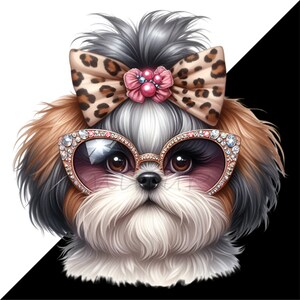 Shih Tzu Clip Art, Leopard Bow Clipart, 15 PNG Dog Animal Print Cheetah ...