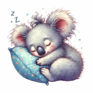 12 PNG Animale addormentato – Koala PNG clipart – Simpatico cucciolo di fauna selvatica per stampe per bambini, artigianato digitale, disegni a sublimazione