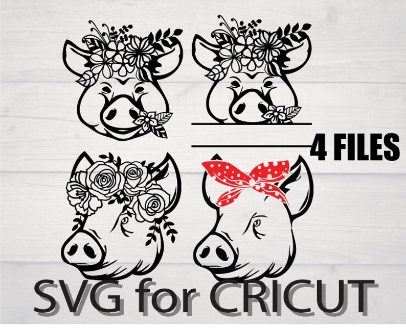 Download Pig svg bundle floral pig flower crown svg pig mom farm shirt | Etsy