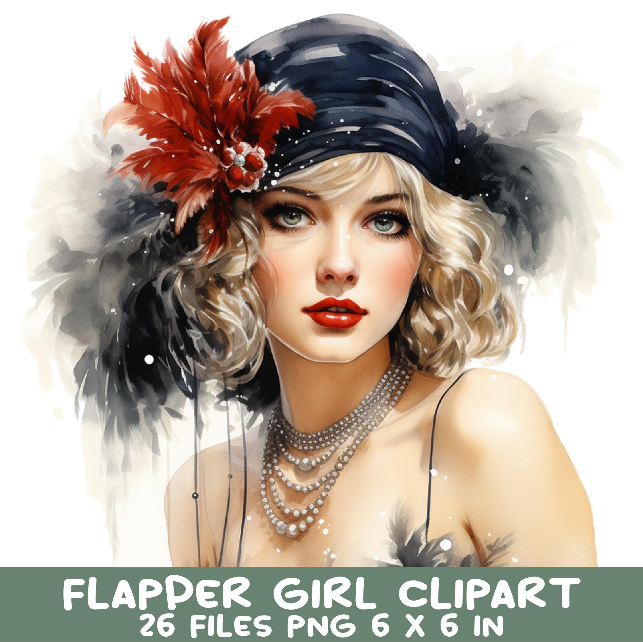 26 Flapper Girl Clipart PNG, 1920s Vintage Glam Art Deco Women, Roaring ...