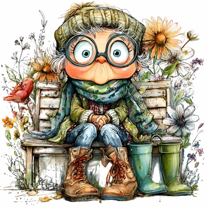 15 PNG Gardener Granny Floral Bench Art Spring Hobby Clipart - Etsy