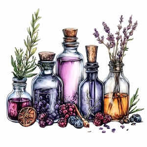 19 PNG Apothecary Bottles Witchy Herbs Clipart, Magic Potion