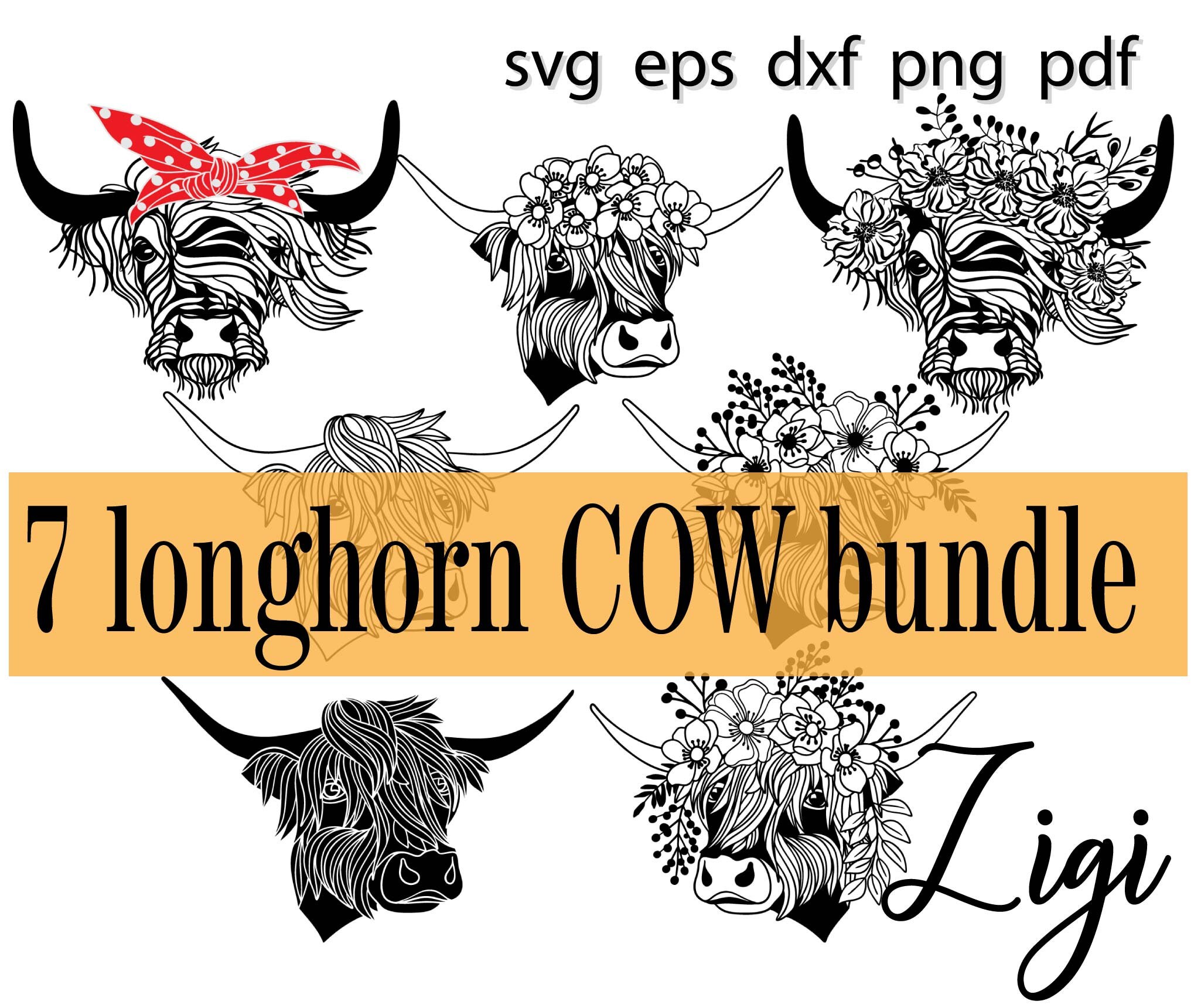 Free Free 143 Flower Silhouette Highland Cow Svg SVG PNG EPS DXF File