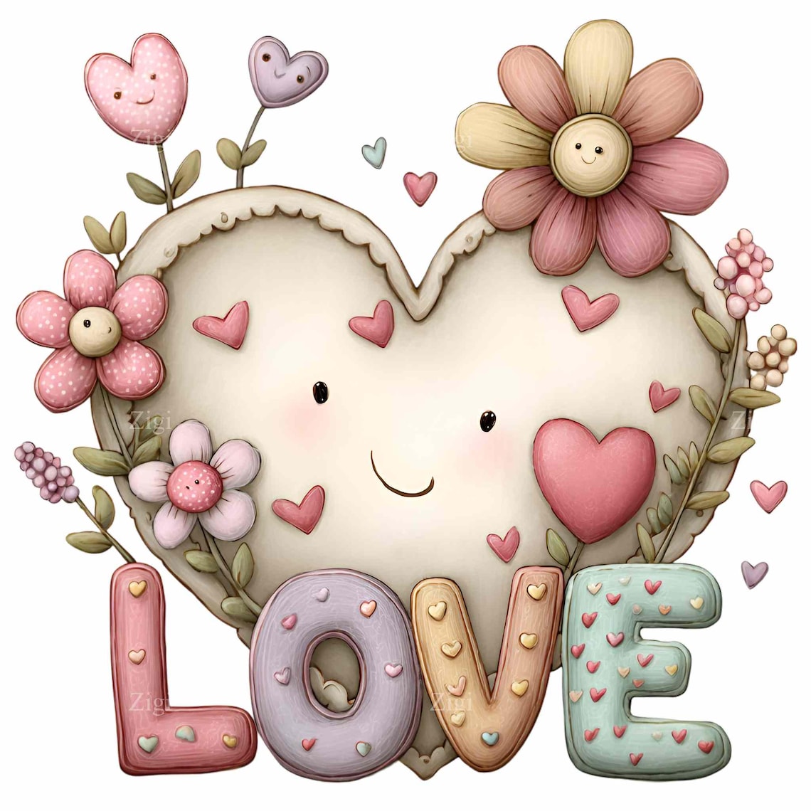 20 PNG Love Floral Clipart Illustration for Crafts, Cards, Posters ...