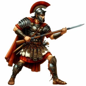 18 PNG Roman Soldier Clipart – Ancient Warrior PNG – Gladiator Style Armor Art for History Projects, Crafts & Sublimation