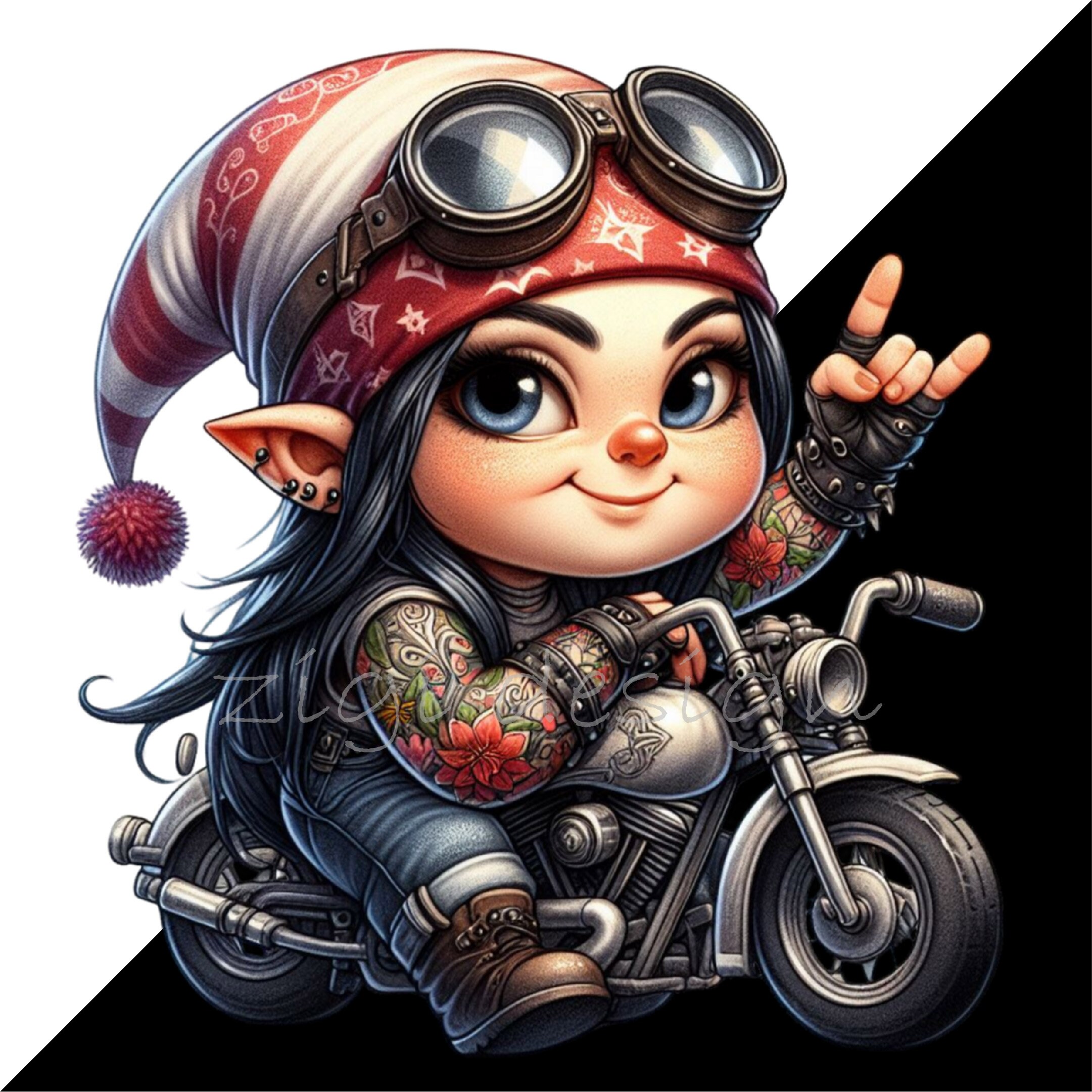18 PNG Rocker Elf Clipart, Pink Girl Motorcycle Tattooed Fairy Biker - Etsy