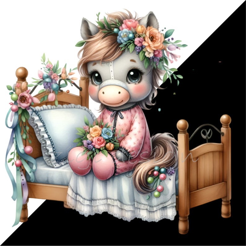 Newborn Clipart, Horse Clip Art, Sleep Bed Nursery Sublimation, 10 PNG