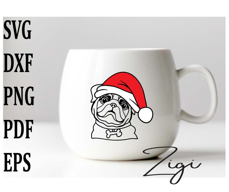 Download Christmas pug svg santa pug svg funny xmas dog svg dxf png ...