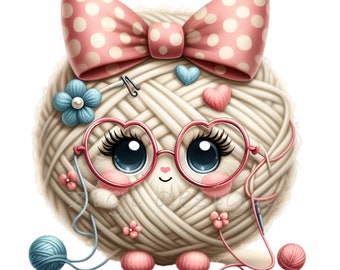 Yarn Ball Clipart, Crochet Clipart, Wool Knitting, 12 PNG Watercolor, Junk Journal, Card Making, Needlework Teacher, Sublimation Printable