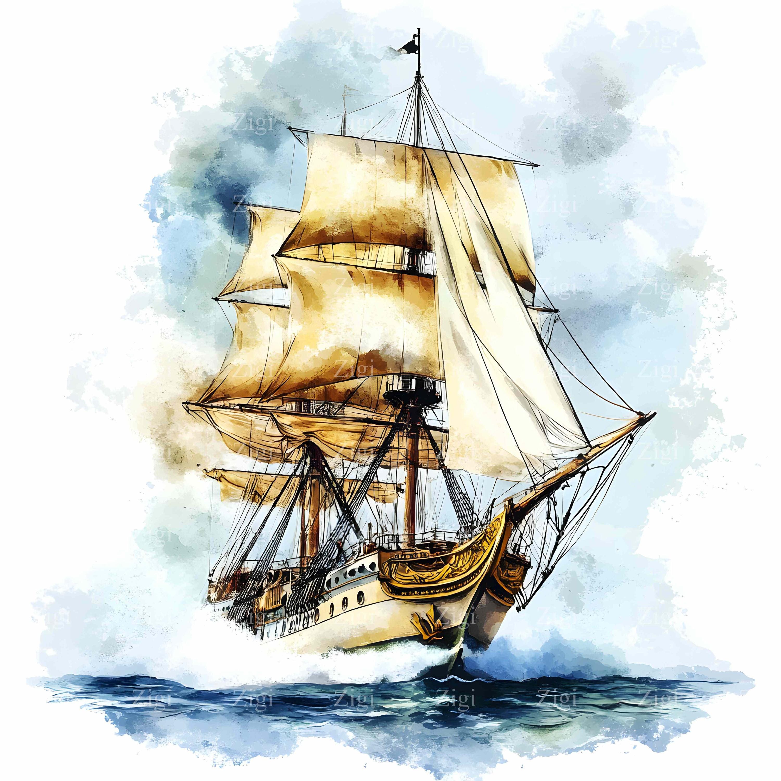 28 JPEG 帆船のイラスト – ヴィンテージボート JPG クリップアート