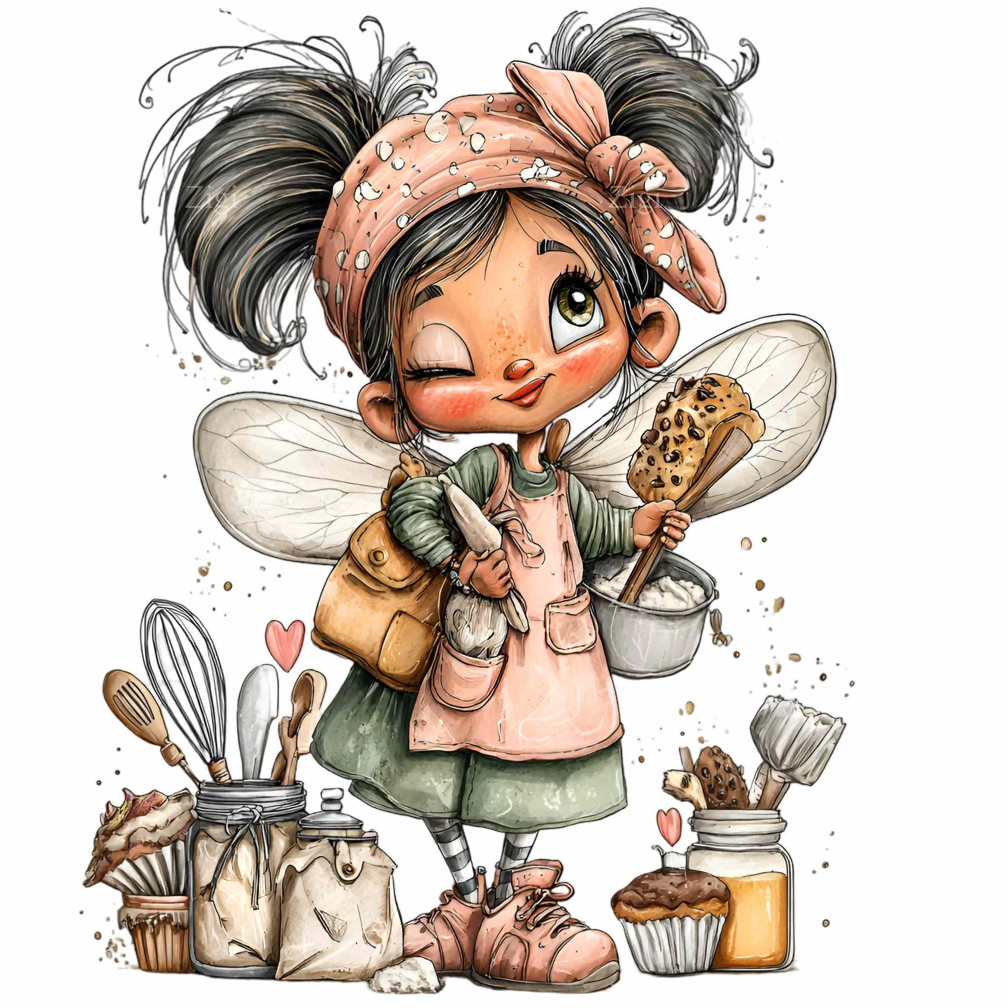 15 PNG Baking Girl Fairy, Pastry Chef Kitchen Illustration - Etsy