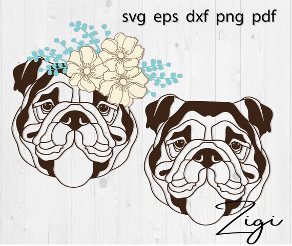 Download Floral Bulldog Svg Flower Dog Svg American Bulldog Svg Png Etsy
