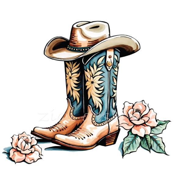 Cowgirl Boots Clipart 18 PNG Watercolor Western Cowboy Boots Pastel Colors DIY Mother s Day Teacher Gift Junk Journal Digital Etsy