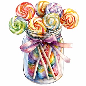 12 snoeppot clipart png-aquarel lollypot digitale kunst-illustratie zoete lekkernijen downloaden