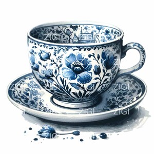 Blue Tea Poster 20 PNG Blue Porcelain Tea Clipart – Floral Teapot Vintage - Etsy