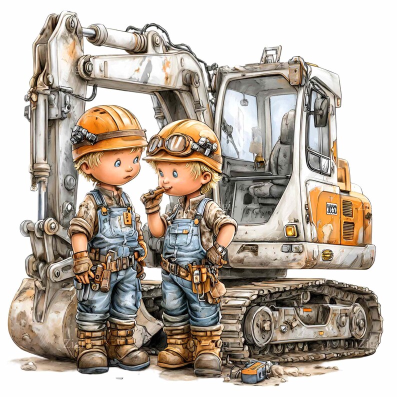 15 PNG Construction Kids Clipart – Excavator Children Illustration ...