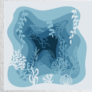 Ocean Shadowbox 3D Paper Cut Layered Template Birthday Diorama ...