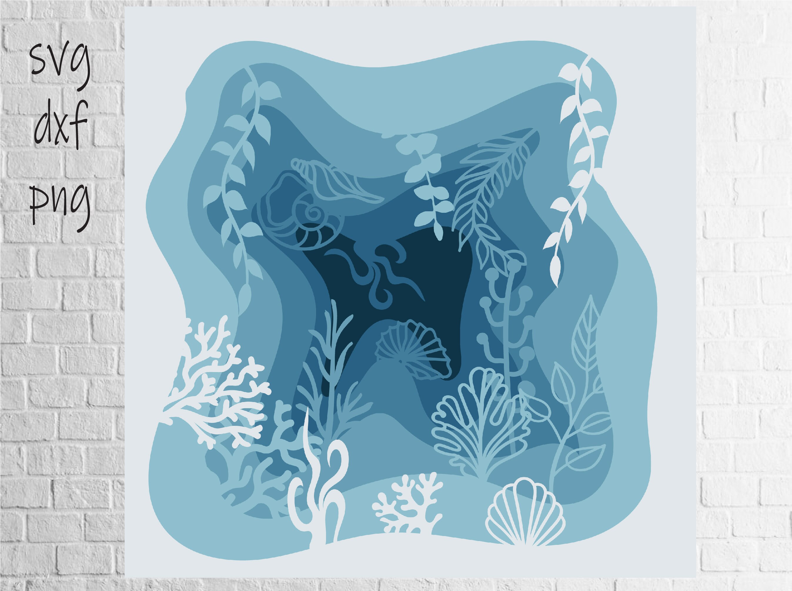 Ocean Shadowbox 3D Paper Cut Layered Template Birthday Diorama ...