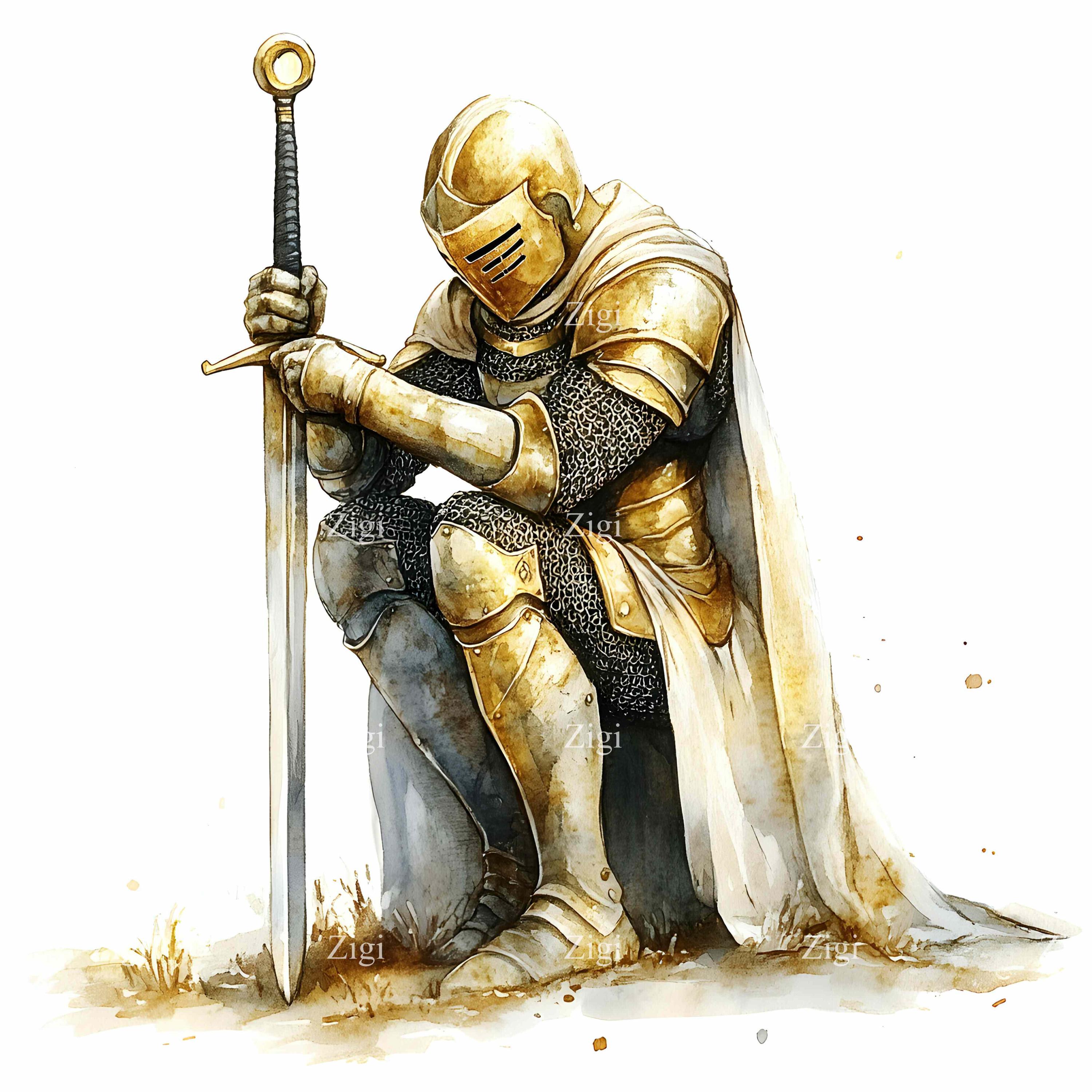 20 JPG Medieval Knight Clipart in Armor With Sword, Watercolor Warrior  JPEG, Chivalry Soldier Art, Historic Battle Scene, Instant Download - Etsy, image size:3000x3000