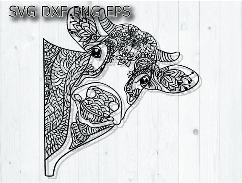 Download Mandala cow svg zentangle svg heifer svg | Etsy
