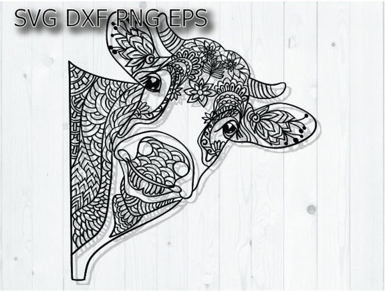 Mandala cow svg zentangle svg heifer svg | Etsy