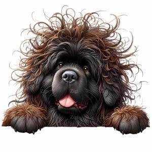 15 Peeking Newfoundland Dog Clipart | Fluffy Newfoundland Puppy PNG | Cute Dog Illustration for Craft Projects & Nursery Decor