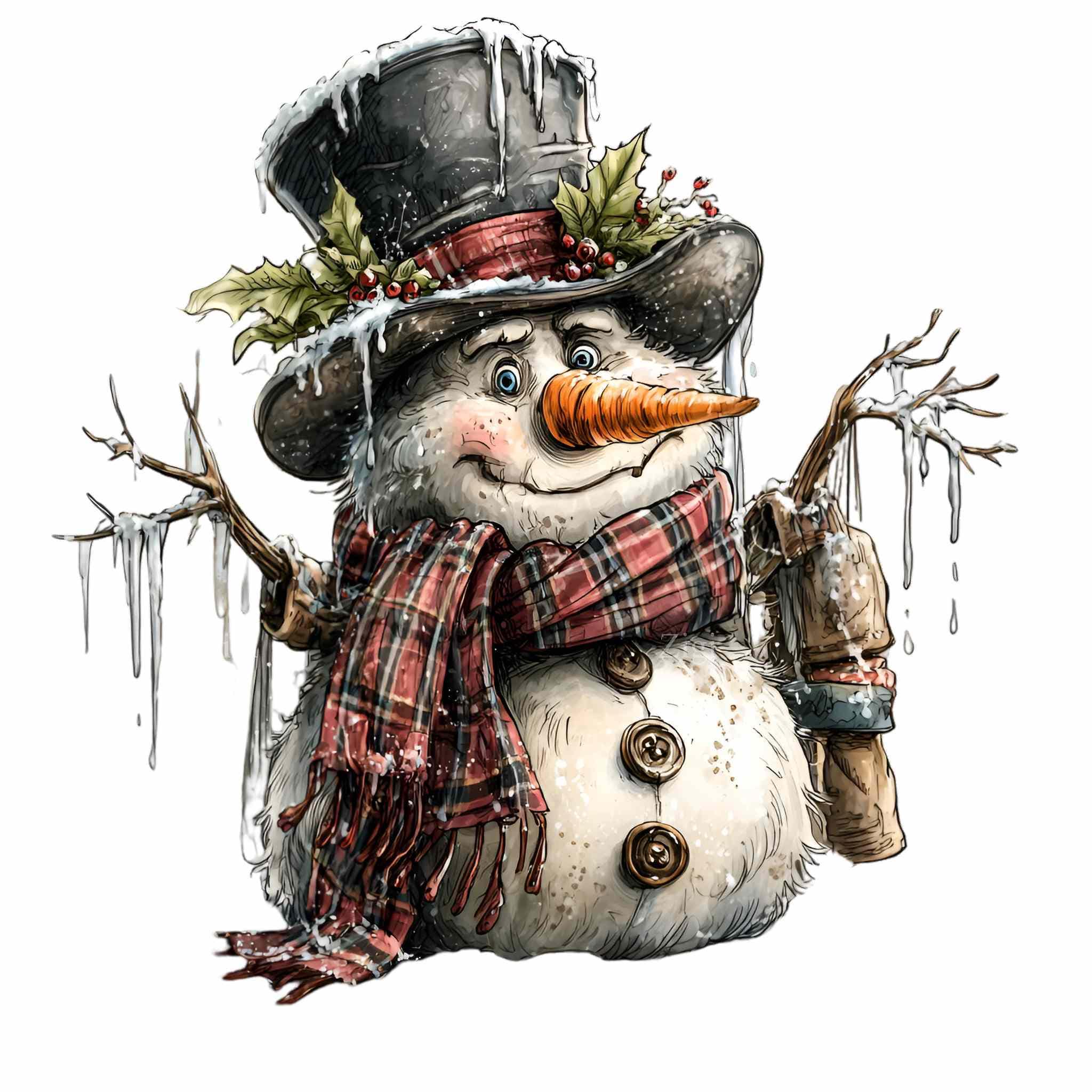 16 PNG Melting Snowman Clipart – Funny Winter PNG for Holiday Cards ...