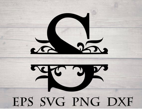 Download Monogram Split Letter Svg Divided Initial S Svg Swirl Etsy