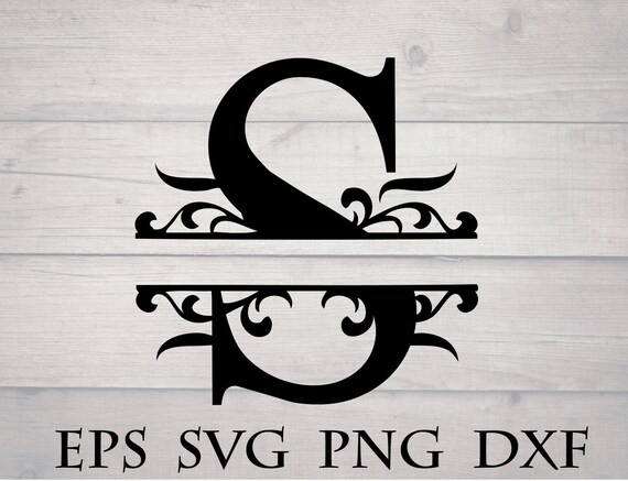 Download Monogram split letter svg divided initial S svg swirl | Etsy