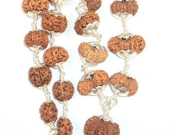 Indrakshi Mala / Combination of 1 Mukhi Rudraksh to 21 Mukhi Rudraksha in Silver