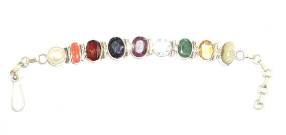 Buy Oval Pearl & Gemstone Navaratna Bracelet | Krishna Jewellers
