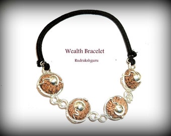 Wealth Bracelet / Combination of 7 mukhi , 9 mukhi , 11 mukhi , 13 mukhi Rudraksha - Java