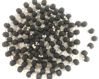 Ebony Mala / Karungali Mala In Pure Silver - 10 mm - 108 Beads - Lab Certified