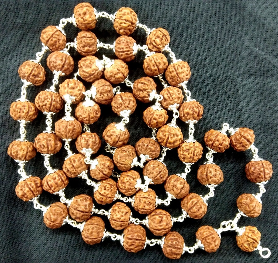 Pathri Rudraksh Rare Rudraksha Chikna pathri Beads Mala in Pure Silver 541 Beads 11 Mm ...