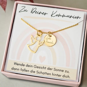 Communion necklace "Guardian Angel" with engraving, gold-plated 925 silver, including gift box