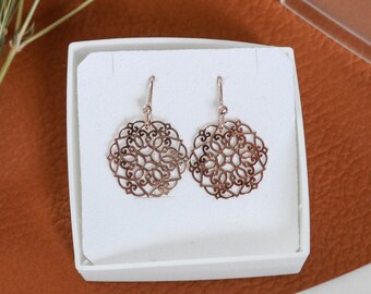 Mandala earrings – 925 silver / rose