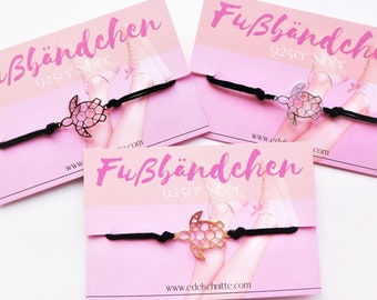 Fußband "Turtle" 925er / In Gold, Silber & Roségold, sowie 23 Bandfarben erhältlich