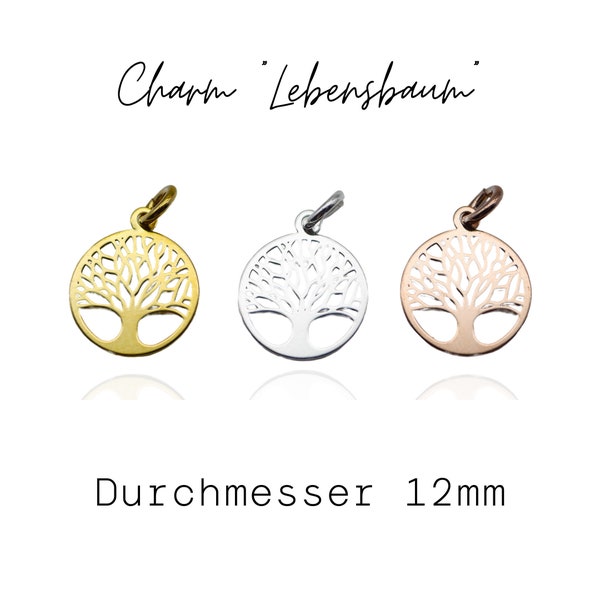 Charm "Lebensbaum" 925er Silber, 3 Farben zur Wahl