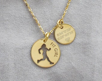 Halskette "Fit Girl" 925er Silber vergoldet / Auf Wunsch mit Gravurplättchen