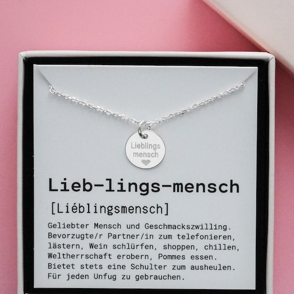 Halskette  "Lieblingsmensch" 925er Silber