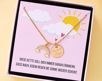 Halskette "Rainbow" mit Wunschgravur/ 925er Silber vergoldet / Mutmacher